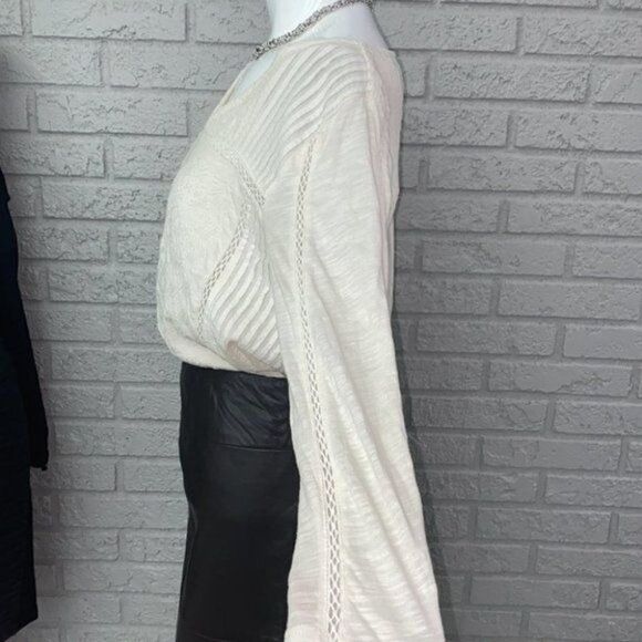 Lucky Brand Long Sleeve Pleated Embroidered Top Size S - Picture 6 of 14